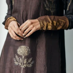 Shorshe Dark Brown Mulberry Silk Kurta Set 8 Shorshe Dark Brown Mulberry Silk Kurta Set -Textalux Sales 2812sho6 3