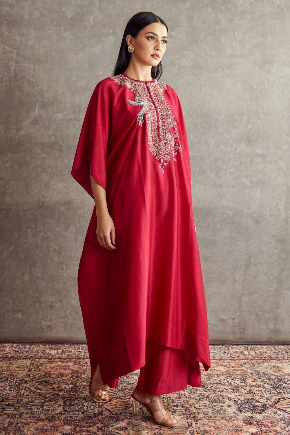 Jayanti Reddy Pink Zardosi Embellished Kaftan Set 4 Jayanti Reddy Pink Zardosi Embellished Kaftan Set - Image 2