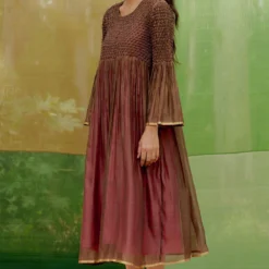 SWGT Brown Silk Chanderi Bead Dress -Textalux Sales 2909sw01 3