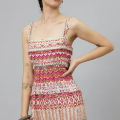 SVA Ivory Multi Hued Bell Bottom Jumpsuit -Textalux Sales 29523sva29 4