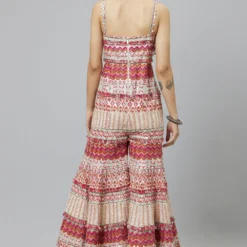 SVA Ivory Multi Hued Bell Bottom Jumpsuit -Textalux Sales 29523sva29 5