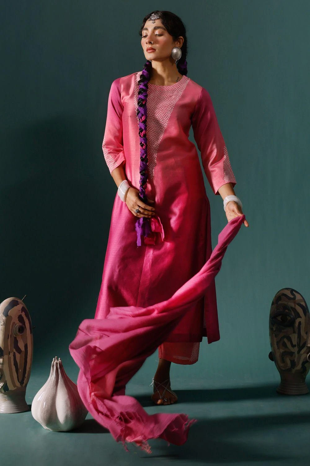 Naina Jain Pink Bandhani Kurta Set 4 Naina Jain Pink Bandhani Kurta Set - Image 2