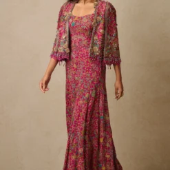 Tarun Tahiliani Pink Zardosi Embellished Gilet Set -Textalux Sales 29823tt1 2