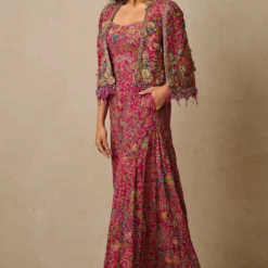Tarun Tahiliani Pink Zardosi Embellished Gilet Set -Textalux Sales 29823tt1 3