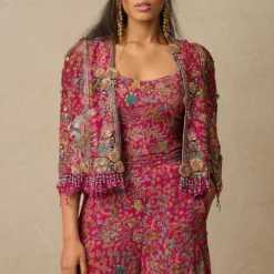 Tarun Tahiliani Pink Zardosi Embellished Gilet Set -Textalux Sales 29823tt1 4
