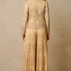 Tarun Tahiliani Beige Crystal Embellished Gilet Set -Textalux Sales 29823tt10 5