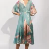 Twinkle Hanspal Iris Teal Printed Midi Dress -Textalux Sales 29th32 1