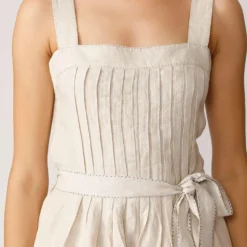 Payal Pratap Beige Linen Strappy Jumpsuit -Textalux Sales 2ss 14 beige 4
