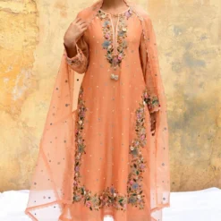 Niti Bothra Peach 3-D Floral Embellished Kurta Set -Textalux Sales 30323nb15 4