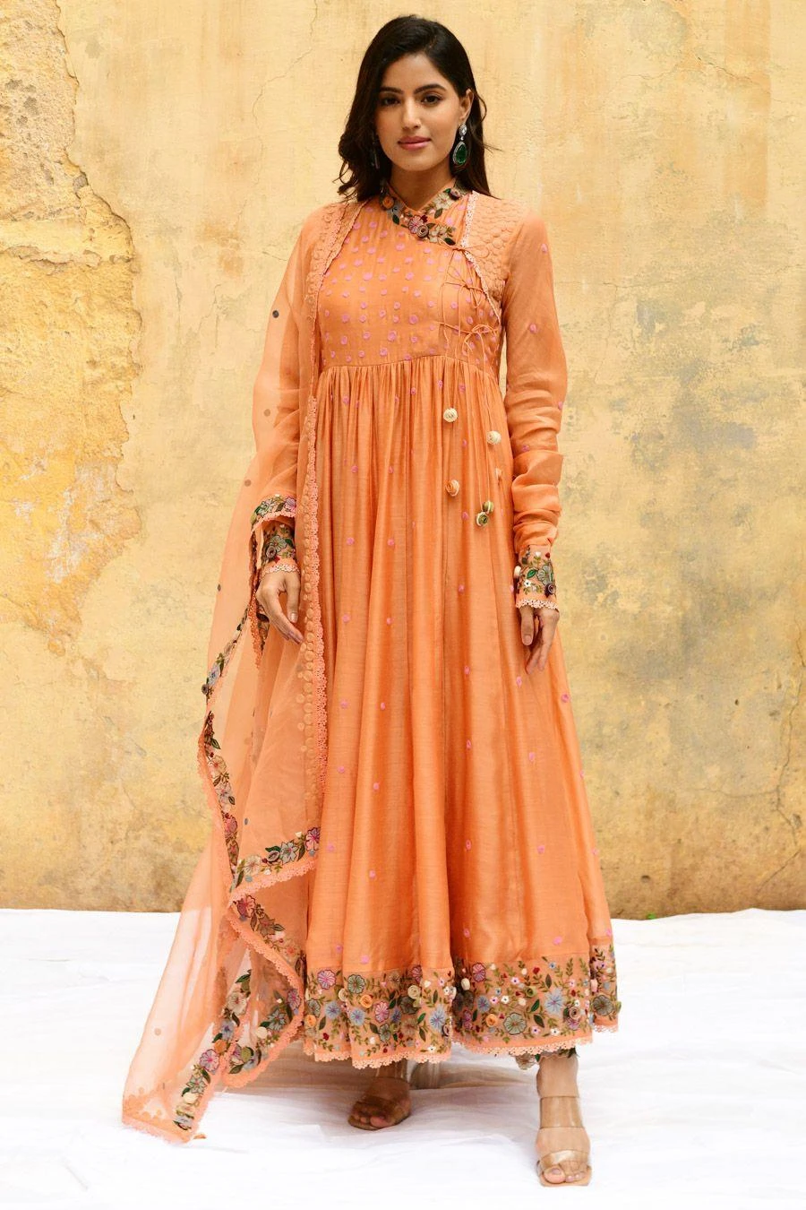 Niti Bothra Peach Orchid Angrakha Set 3 Niti Bothra Peach Orchid Angrakha Set