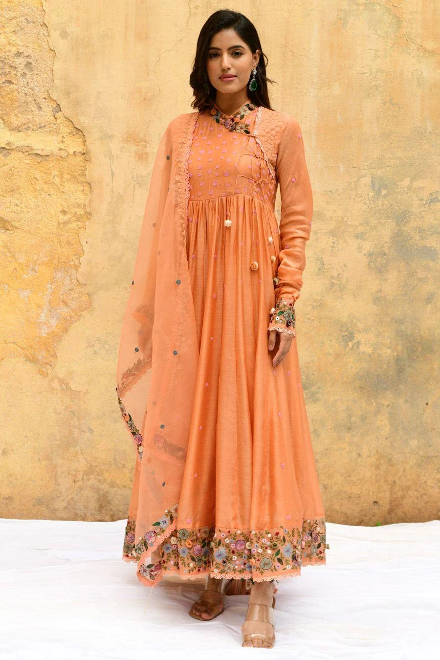 Niti Bothra Peach Orchid Angrakha Set 7 Niti Bothra Peach Orchid Angrakha Set - Image 5