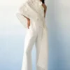 Richa Khemka White Sculptural Drape & Jumpsuit Set -Textalux Sales 30523rk10 1