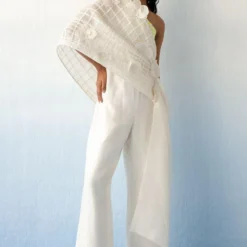 Richa Khemka White Sculptural Drape & Jumpsuit Set