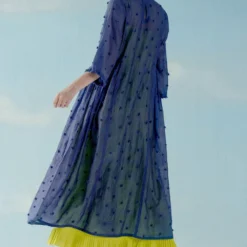 ILK Smoke Blue Gathered Dress -Textalux Sales 307ilk22 3