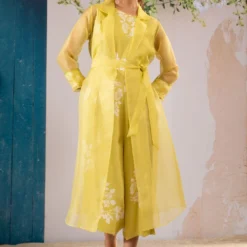 Arcvsh By Pallavi Singh Lemon Floral Printed Jumpsuit & Jacket Set