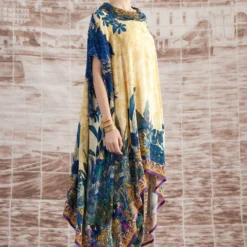 Rajdeep Ranawat Mustard Lavanya Floral Kaftan -Textalux Sales 3103rr29 3