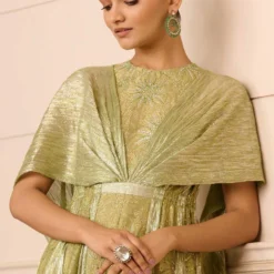 Tarun Tahiliani Sage Green Crystal Embellished Jumpsuit 8 Tarun Tahiliani Sage Green Crystal Embellished Jumpsuit -Textalux Sales 31323tt12 3