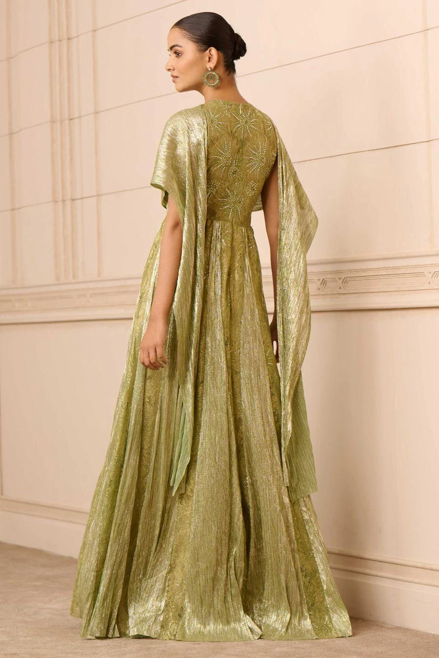 Tarun Tahiliani Sage Green Crystal Embellished Jumpsuit 6 Tarun Tahiliani Sage Green Crystal Embellished Jumpsuit - Image 4