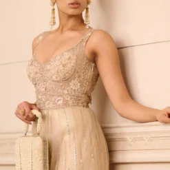 Tarun Tahiliani Champagne Gold Embellished Jumpsuit -Textalux Sales 31323tt9 3