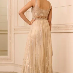 Tarun Tahiliani Champagne Gold Embellished Jumpsuit -Textalux Sales 31323tt9 4