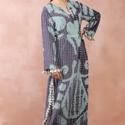 PS Pret By Payal Singhal Aqua & Purple Uzbek Printed Kaftan -Textalux Sales 31523ps70 2