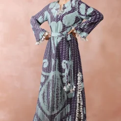 PS Pret By Payal Singhal Aqua & Purple Uzbek Printed Kaftan -Textalux Sales 31523ps70 3