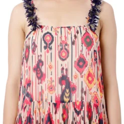 PS Pret By Payal Singhal Red Ikat Tribe Print Tiered Dress -Textalux Sales 319ps4 3