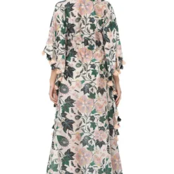 PS Pret By Payal Singhal White Silkmul Printed Kaftan With Tassels -Textalux Sales 319ps9 4