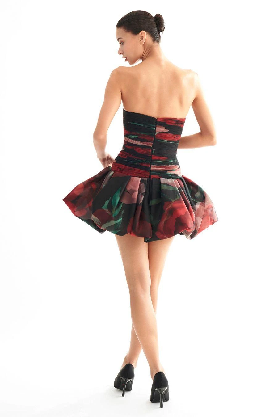 Gauri & Nainika Pink & Red Floating Peony Draped Dress 5 Gauri & Nainika Pink & Red Floating Peony Draped Dress - Image 3