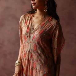 Begum Pret Inaya Sage Embellished Kaftan Dress -Textalux Sales 3823bp13 3