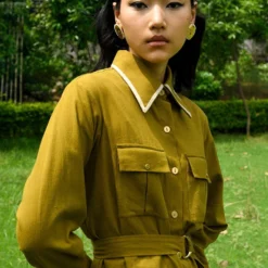 Ode To Odd Olive Green Statement Collar Top