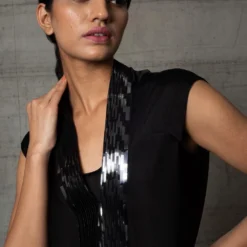 Amit Aggarwal Black & White Metallic Dress -Textalux Sales 410am13 6