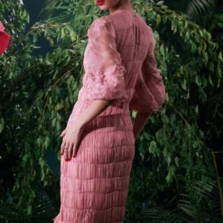 Chandrima Salmon Ruched Dress -Textalux Sales 41123cm38 4