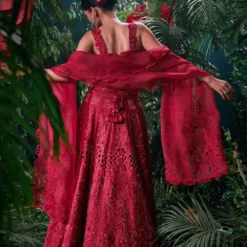 Chandrima Red Tonal Cutwork Bustier -Textalux Sales 41123cm55 3