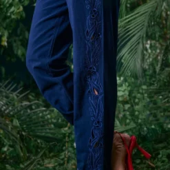 Chandrima Indigo 3-D Floral Jumpsuit -Textalux Sales 41123cm67 3