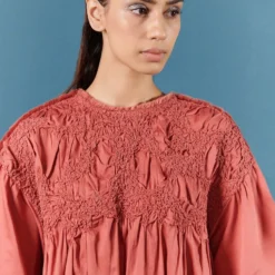 ILK Brick Dust Smocked Oversized Dress -Textalux Sales 411ilk23 3