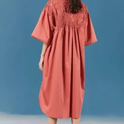 ILK Brick Dust Smocked Oversized Dress -Textalux Sales 411ilk23 4