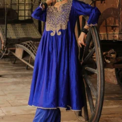Niti Bothra Royal Blue Bird Embroidered Kurta-pant Set -Textalux Sales 41223nb28 2