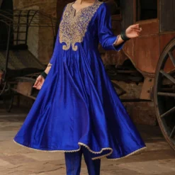 Niti Bothra Royal Blue Bird Embroidered Kurta-pant Set -Textalux Sales 41223nb28 3