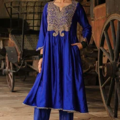 Niti Bothra Royal Blue Bird Embroidered Kurta-pant Set -Textalux Sales 41223nb28 4