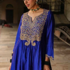 Niti Bothra Royal Blue Bird Embroidered Kurta-pant Set -Textalux Sales 41223nb28 5