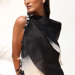 Richa Khemka Ivory & Black Gown With Ombre Ruffles -Textalux Sales 428873 4