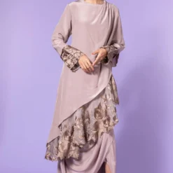 New Release 17 Aikeyah Grey Embroidered Layered Dress