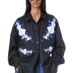 Kanika Goyal Label Black Willow Hand Embellished Shirt -Textalux Sales 4423kgl13 4