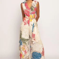 Saaksha & Kinni Ivory Periwinkle Bandhani Printed Jumpsuit