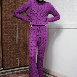 QUOD Magical Purple Cable Hand-Knitted Top -Textalux Sales 51123qu28 3