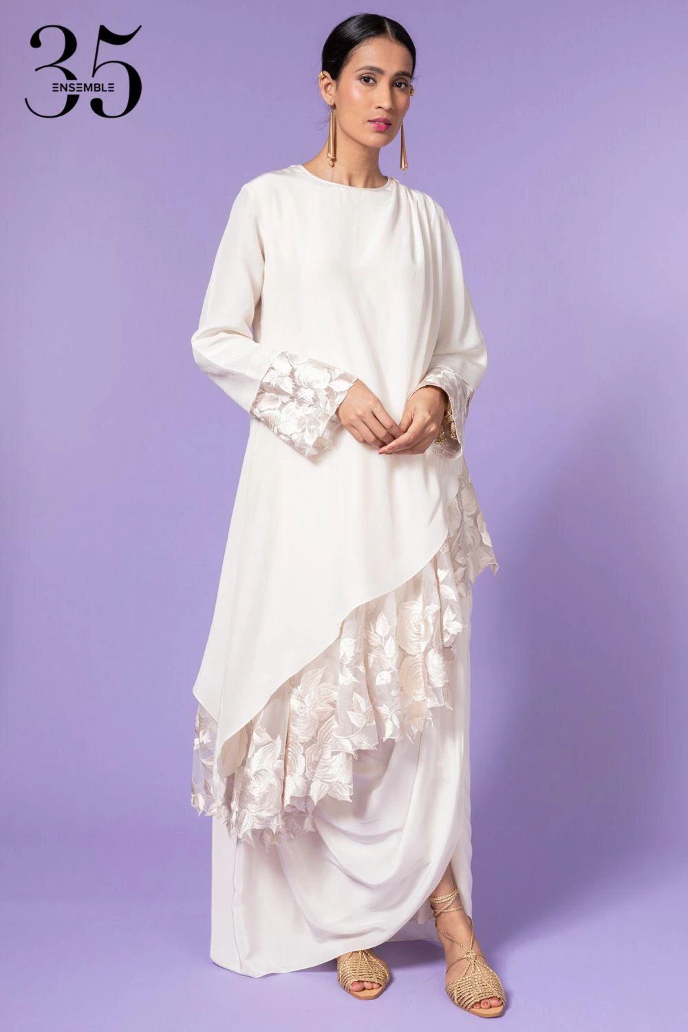 Aikeyah White Embroidered Layered Dress 3 Aikeyah White Embroidered Layered Dress