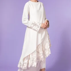 Aikeyah White Embroidered Layered Dress 9 Aikeyah White Embroidered Layered Dress -Textalux Sales 511ak06 3