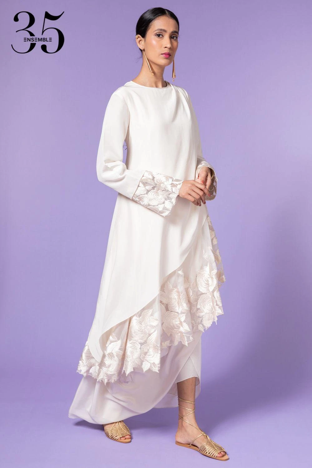 Aikeyah White Embroidered Layered Dress 5 Aikeyah White Embroidered Layered Dress - Image 3