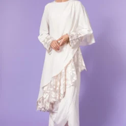 Aikeyah White Embroidered Layered Dress 10 Aikeyah White Embroidered Layered Dress -Textalux Sales 511ak06 4